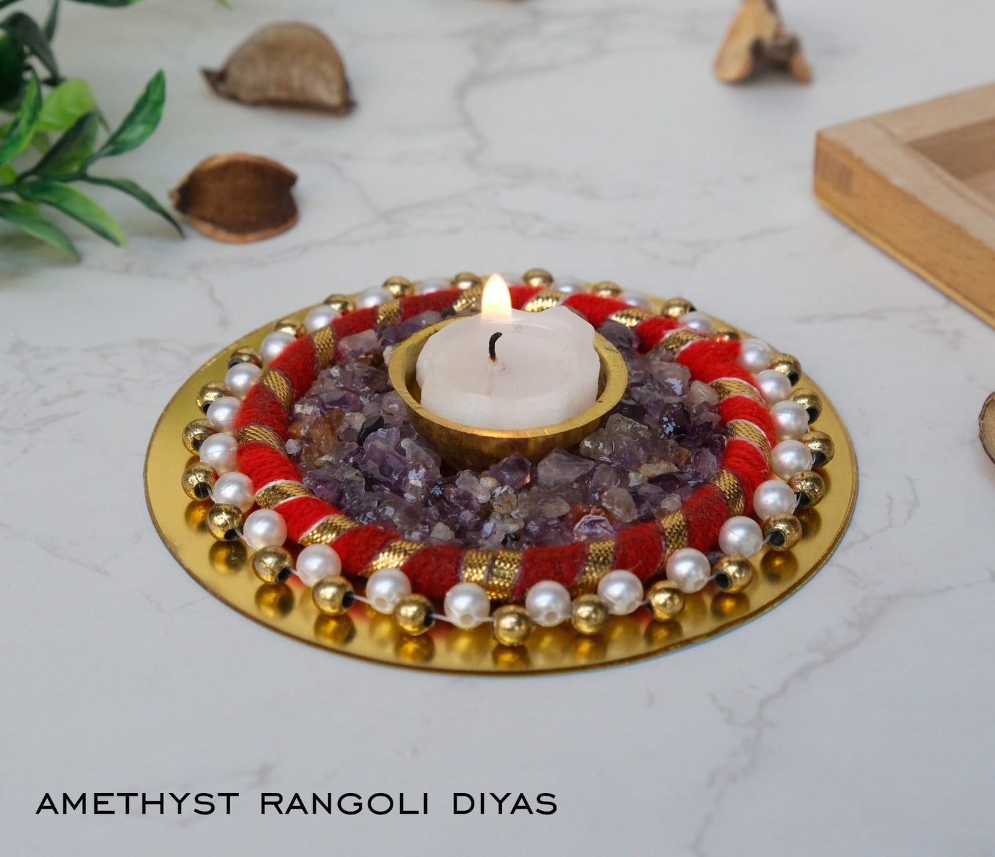 Amethyst Rangoli Diya