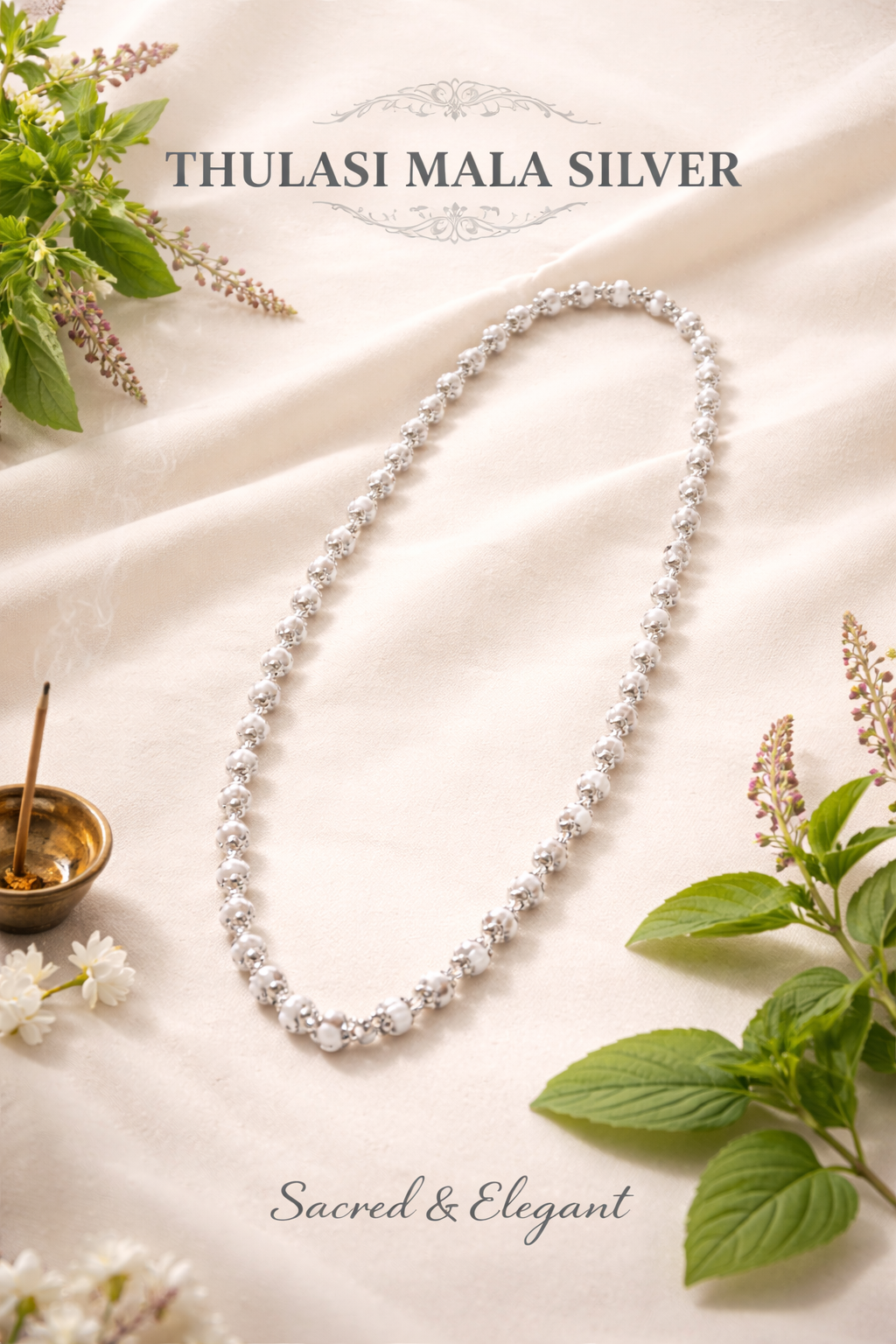 Tulasi Mala with Silver Chain