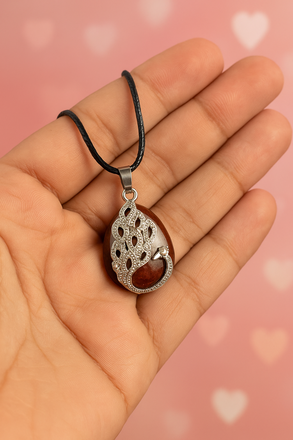 RED GOLD STONE WITH GERMAN SILVER