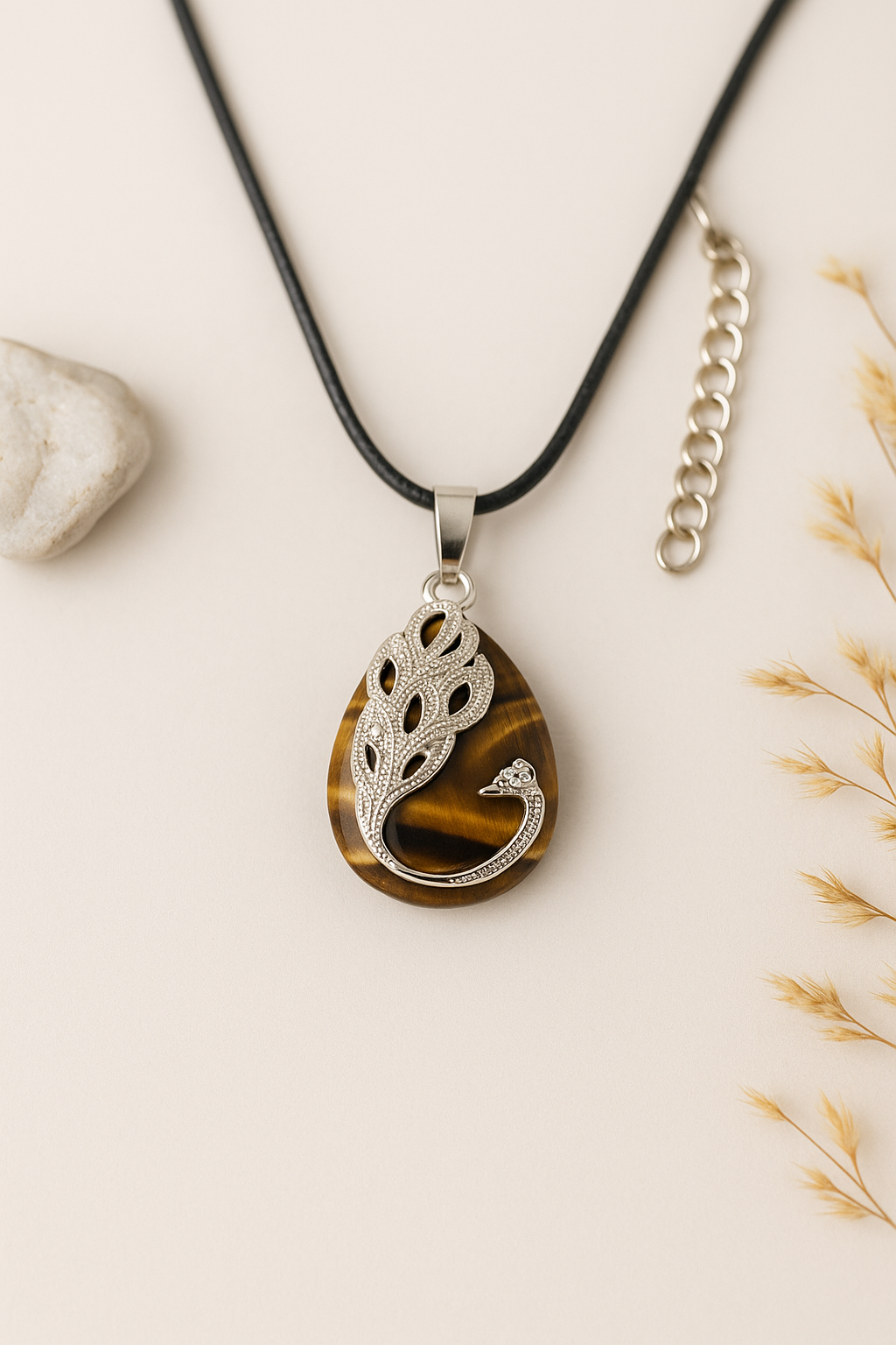 TIGER EYE IN GERMAN SILVER
