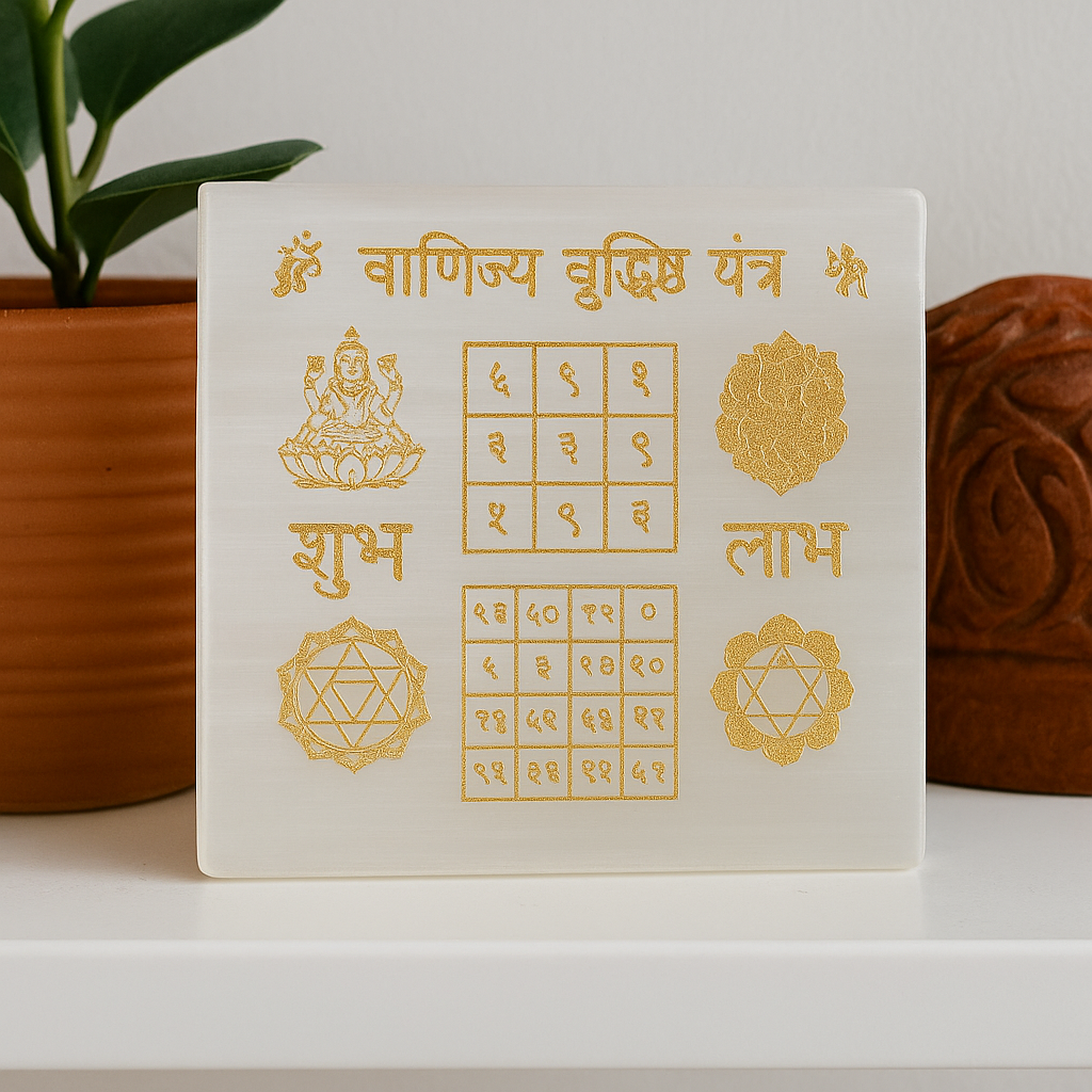 VYAPAR VRIDHI YANTRA SELENITE PLATE SQUARE