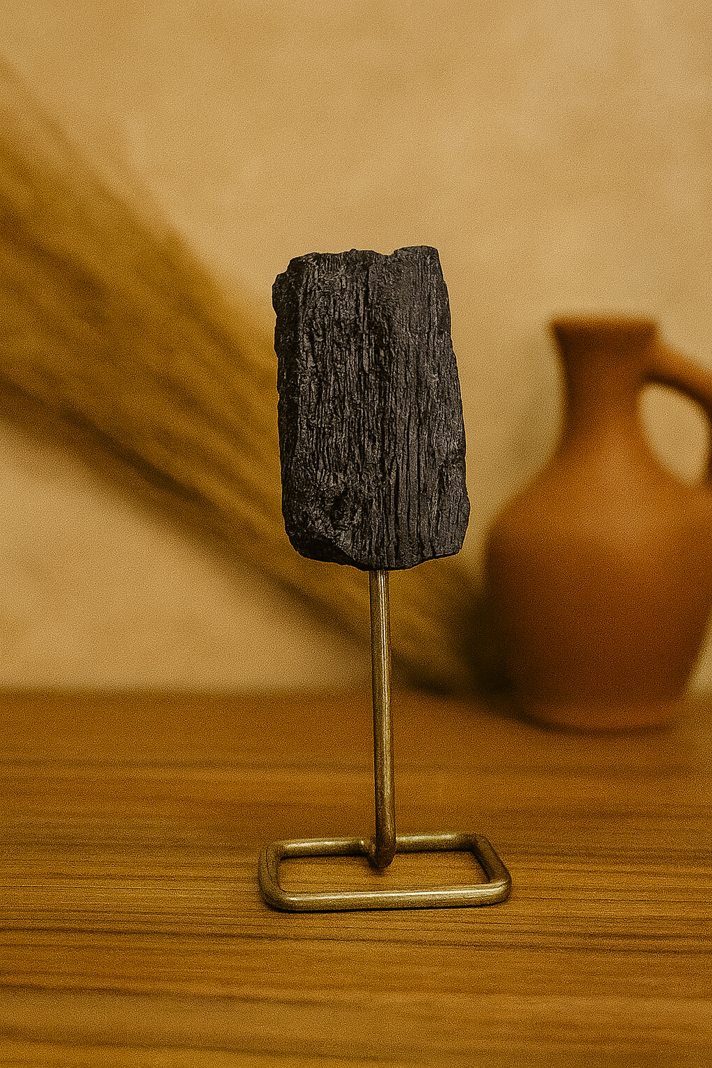 NATURAL RAW BLACK TOURMALINE WITH STAND