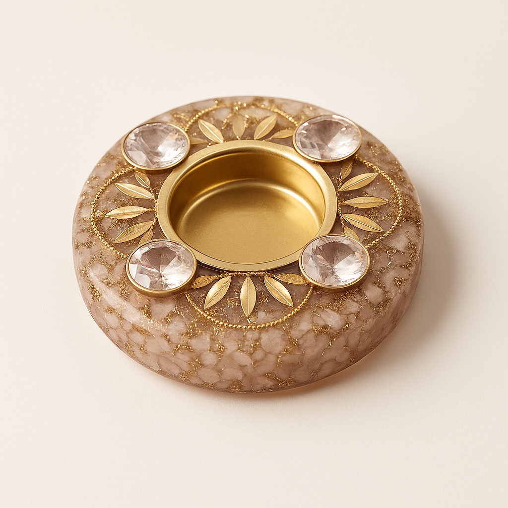 Aura of Love Diya (rose quartz crystal diya)