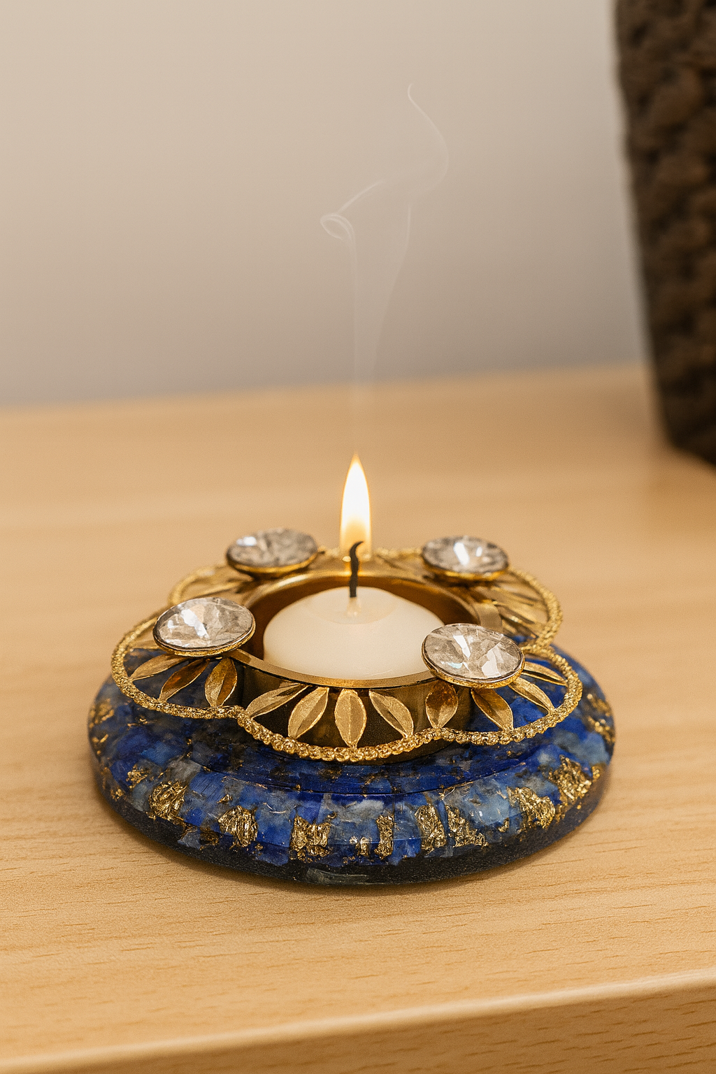 Eternal Blue Flame (lapis lazuli crystal diya)
