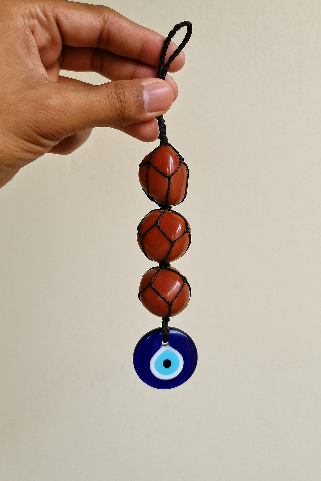 RED JASPER HANGING WITH EVIL EYE