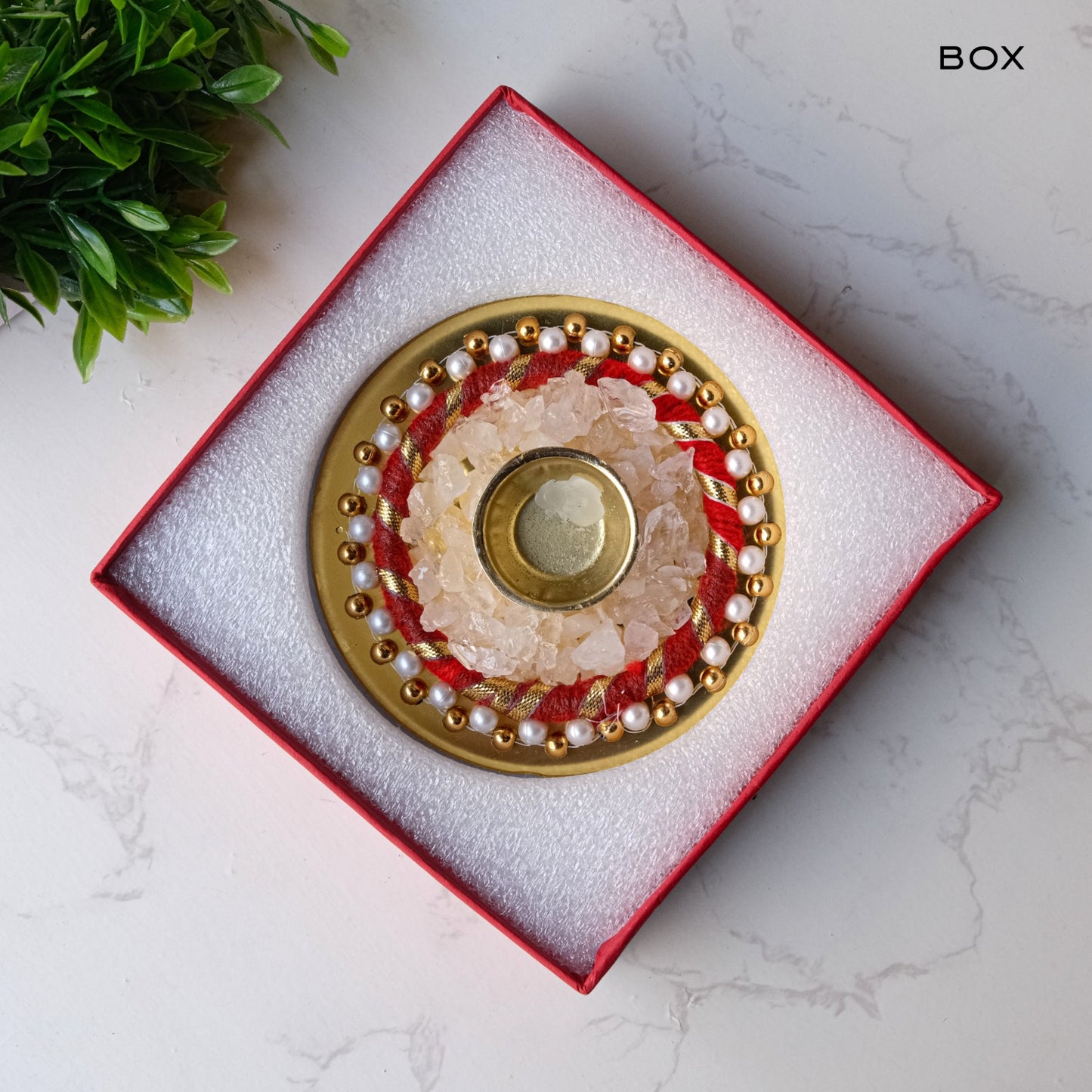 Clear Quartz Rangoli Diya