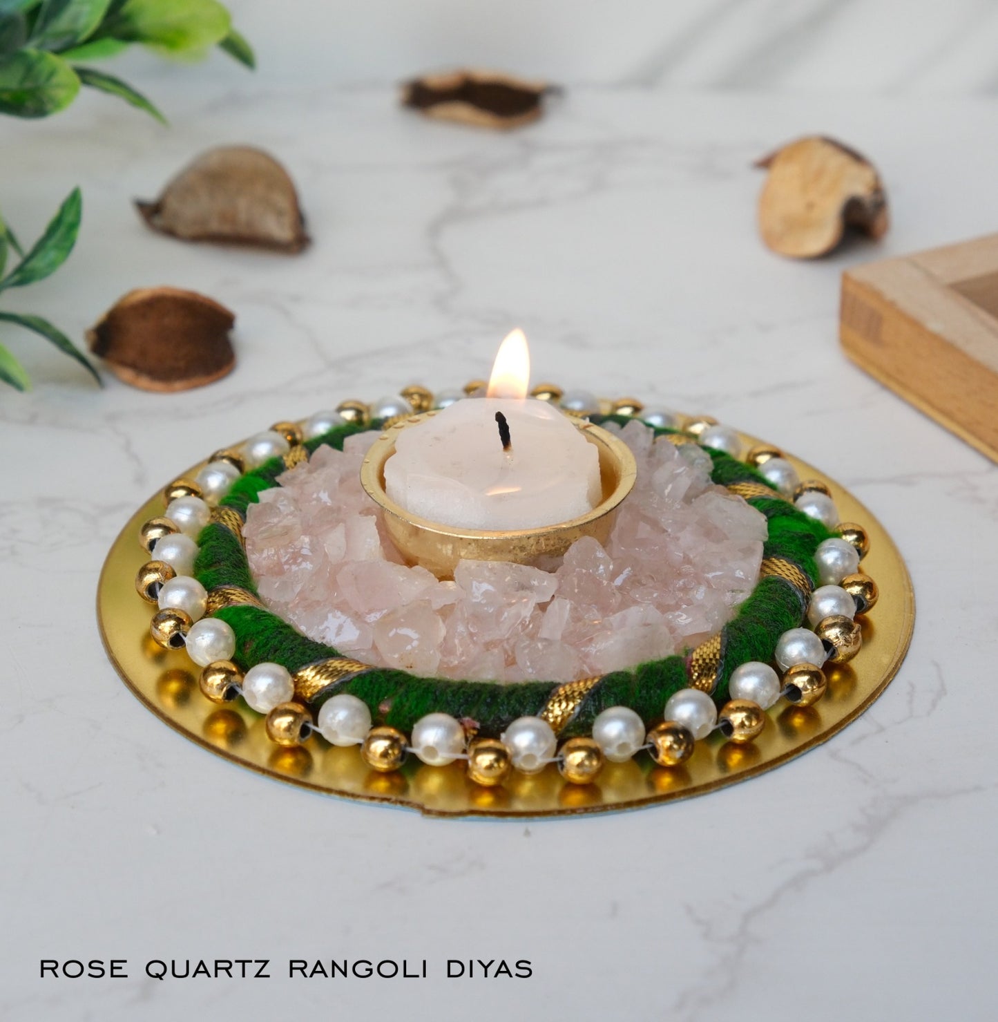 Rose Quartz Rangoli Diya