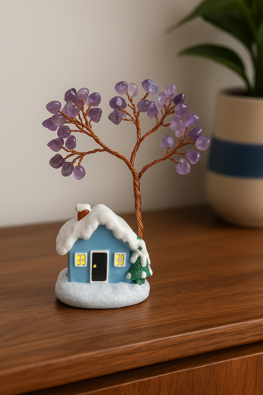 AMETHYSTS  TREE WITH HOUSE
