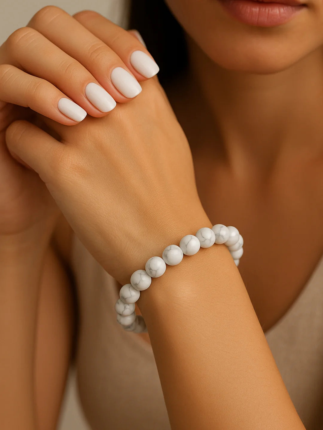 Natural Howlite Bracelet – Stress Relief, Emotional Balance & Calm Mind Crystal Bracelet