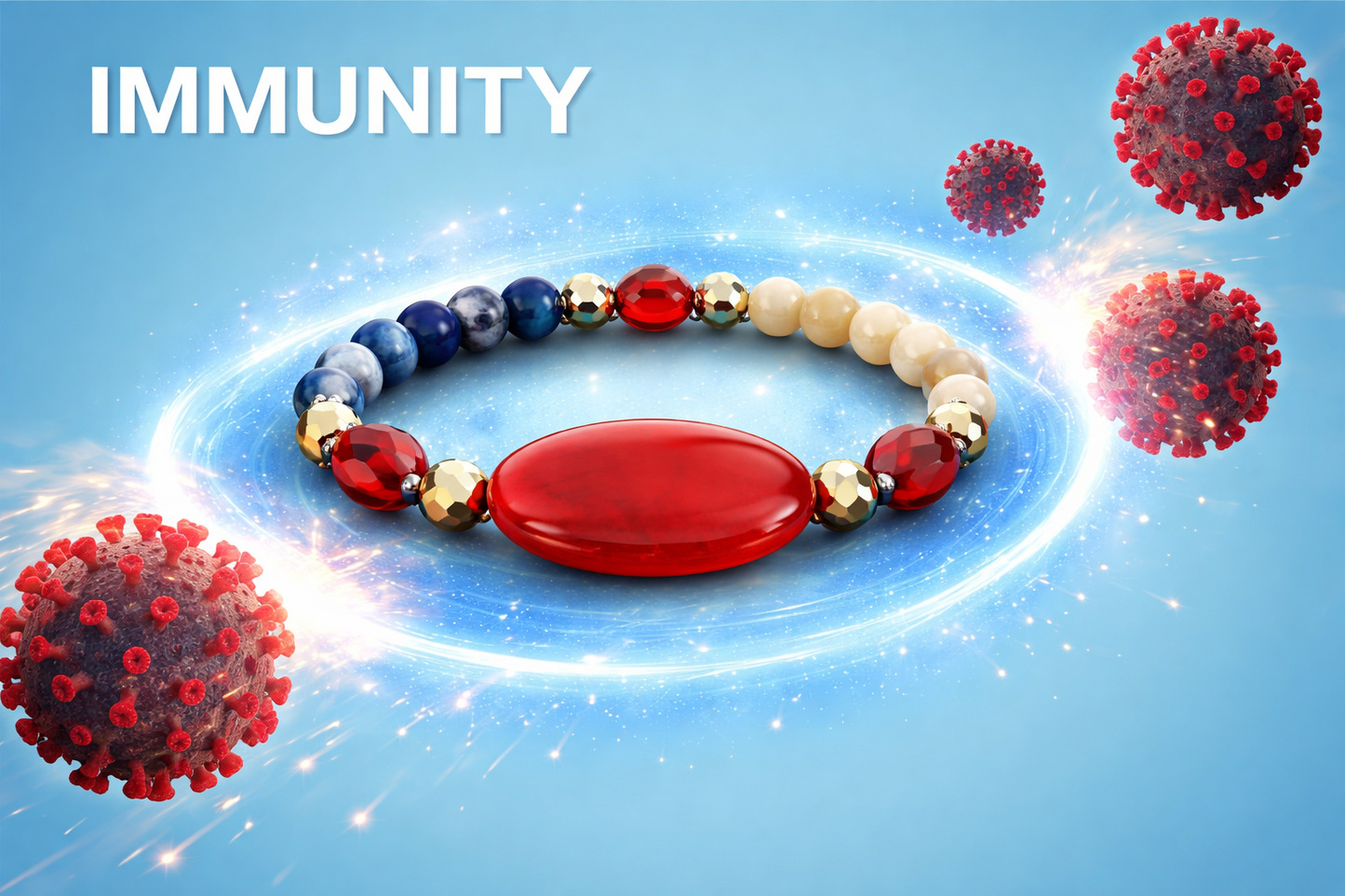 Immunity & Strength Crystal Bracelet – Energy Healing for Protection, Vitality & Inner Power