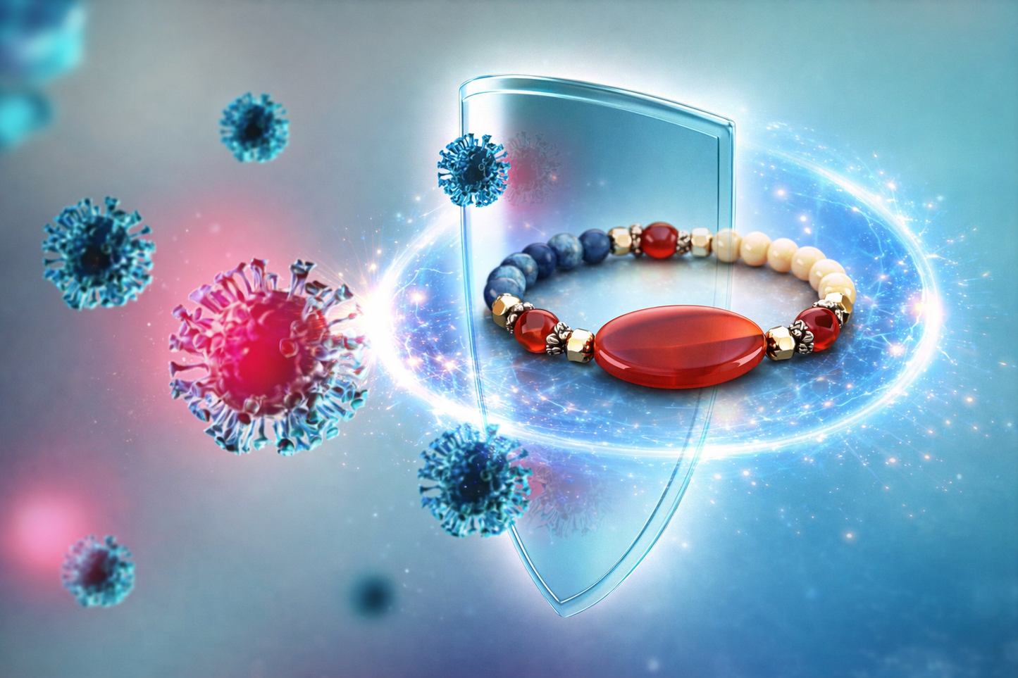 Immunity & Strength Crystal Bracelet – Energy Healing for Protection, Vitality & Inner Power