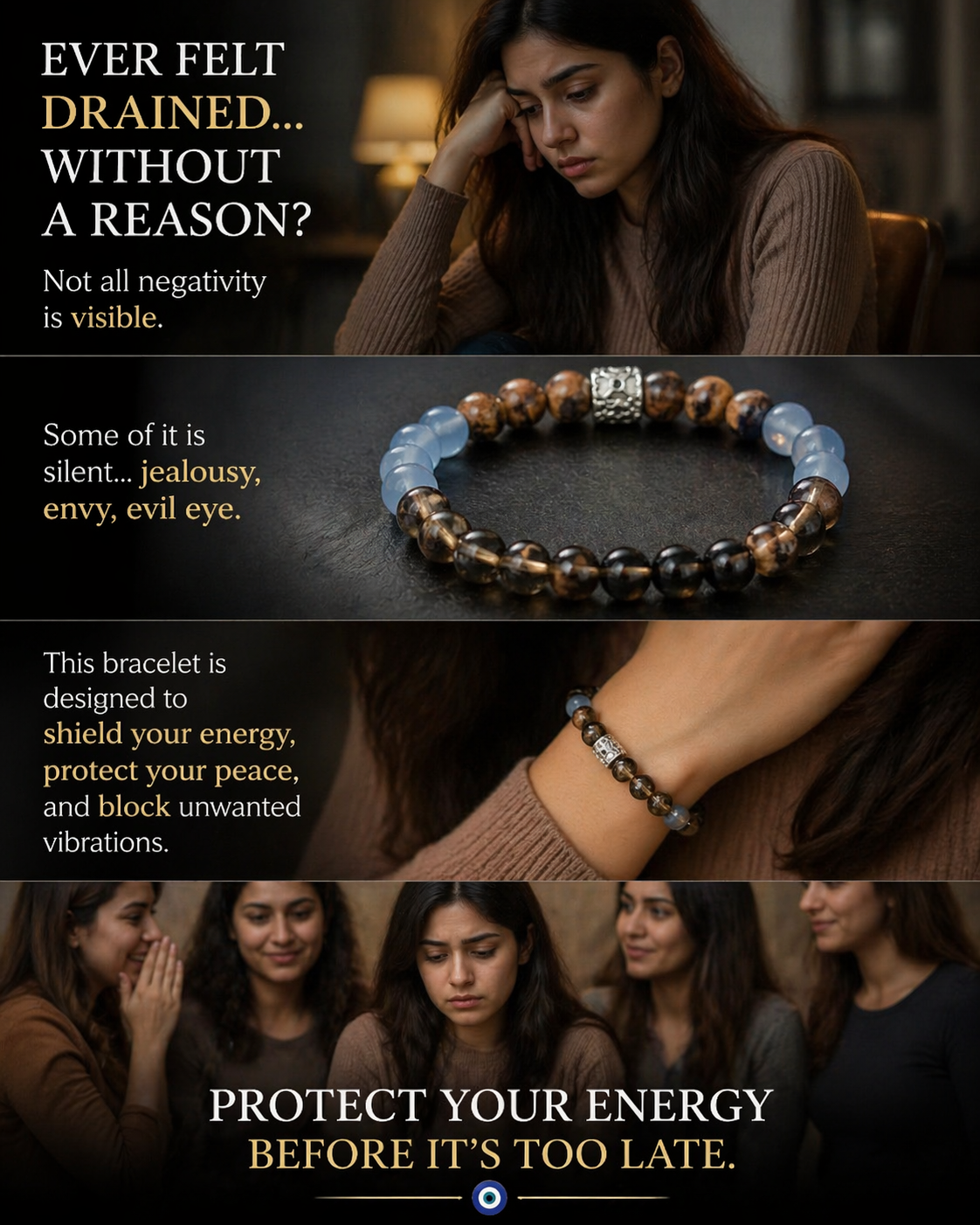 Relationship Protection Bracelet – Overcome Jealousy, Negative Energy & Emotional Imbalance | Energy Shield Healing Bracelet