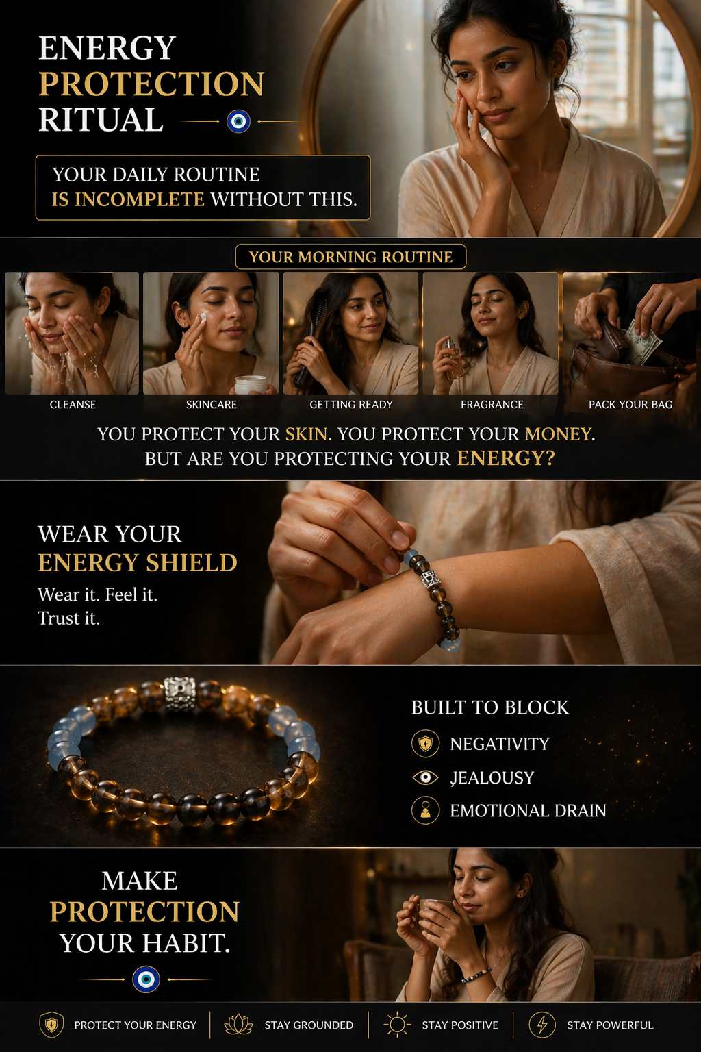 Relationship Protection Bracelet – Overcome Jealousy, Negative Energy & Emotional Imbalance | Energy Shield Healing Bracelet