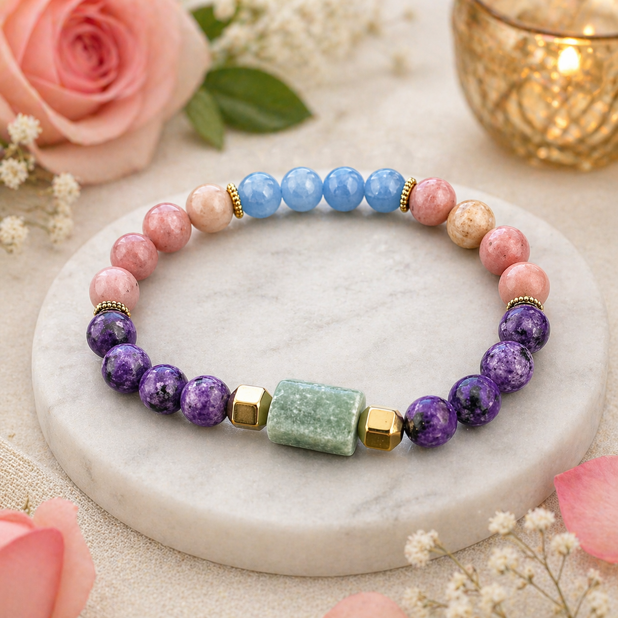 Attract New Love & Relationship Harmony Bracelet | Crystal Healing Bracelet for Love, Emotional Balance & Connection