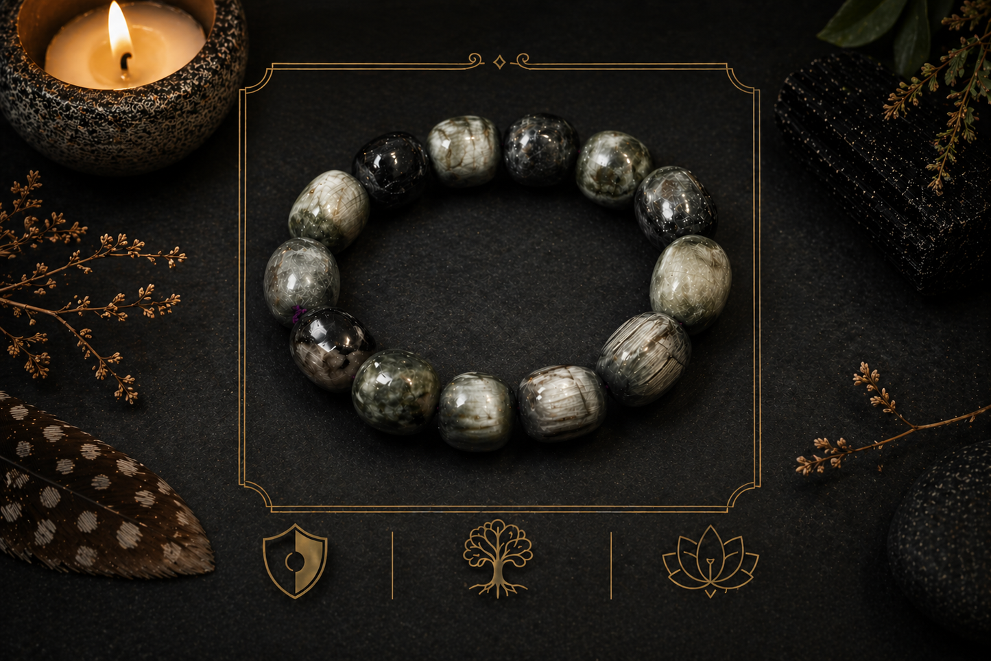 Black Cat’s Eye Bracelet for Intuition & Inner Clarity | Energy Healing Crystal Bracelet