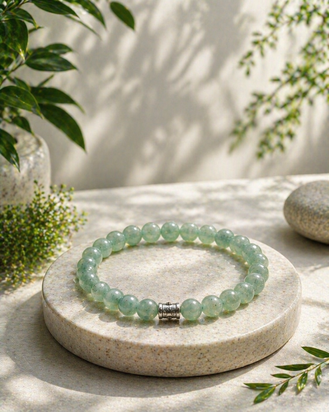 Natural Nephrite Jade Bracelet for Emotional Stability, Calmness & Positive Energy | Healing Crystal Beaded Bracelet