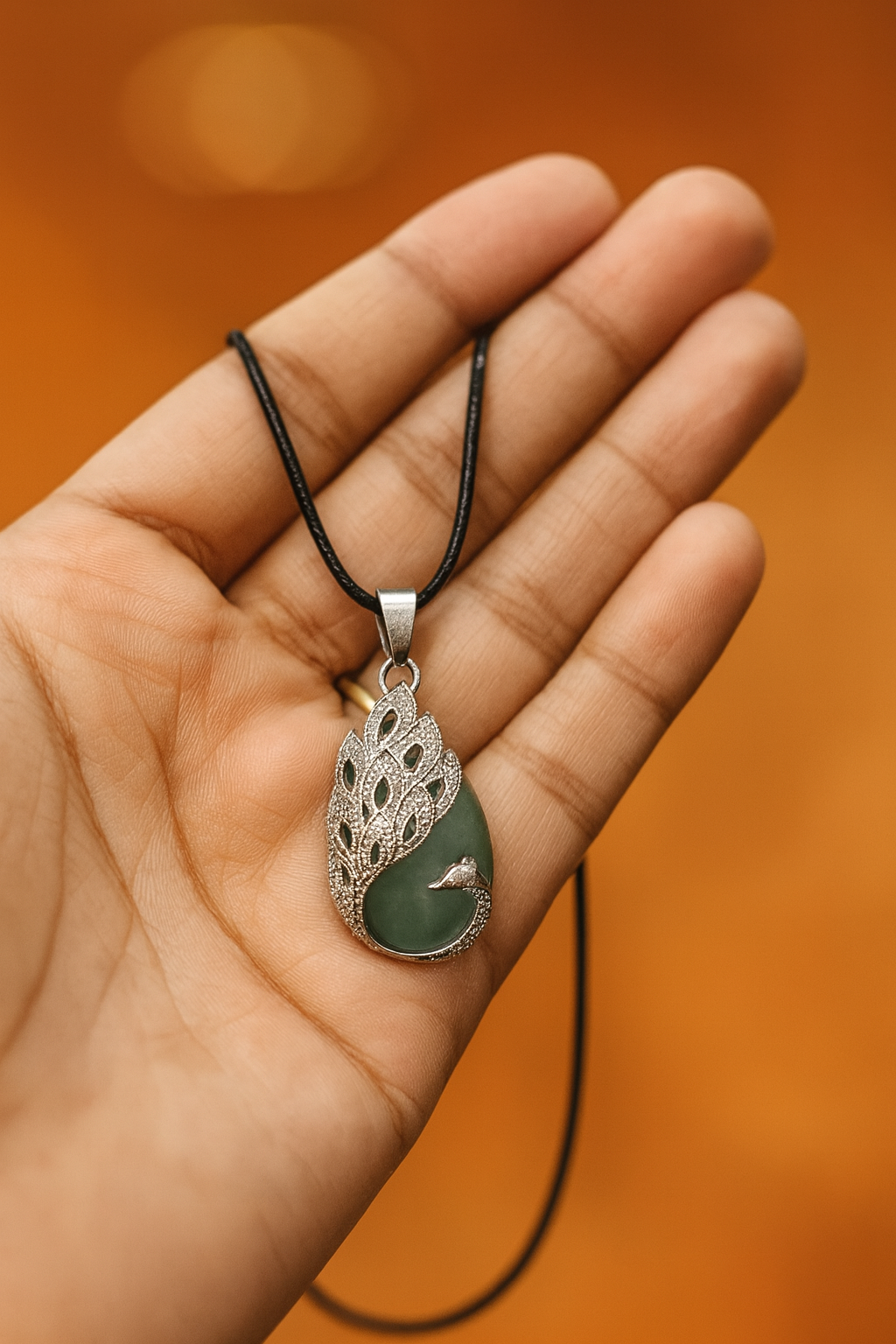 GREEN AVENTURINE IN GERMAN SILVER