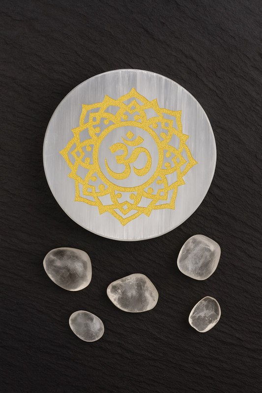 OM SELENITE PLATE ROUND