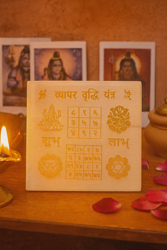 VYAPAR VRIDHI YANTRA SELENITE PLATE SQUARE