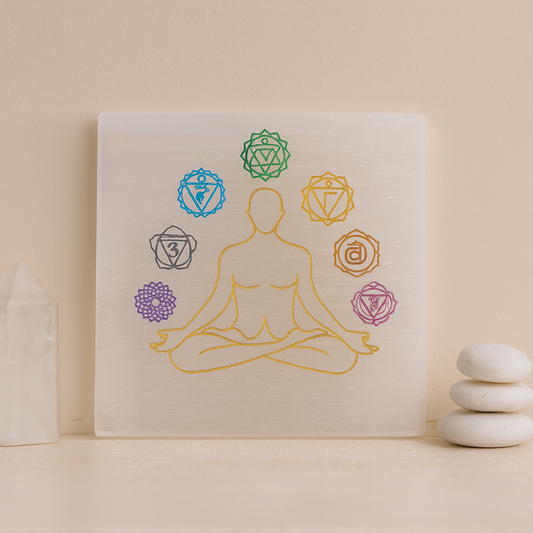 SELENITE PLATE 7 CHAKRA SQUARE
