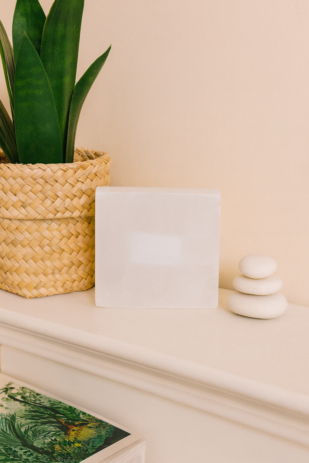 SELENITE PLATE PLANE SMALL SQUARE