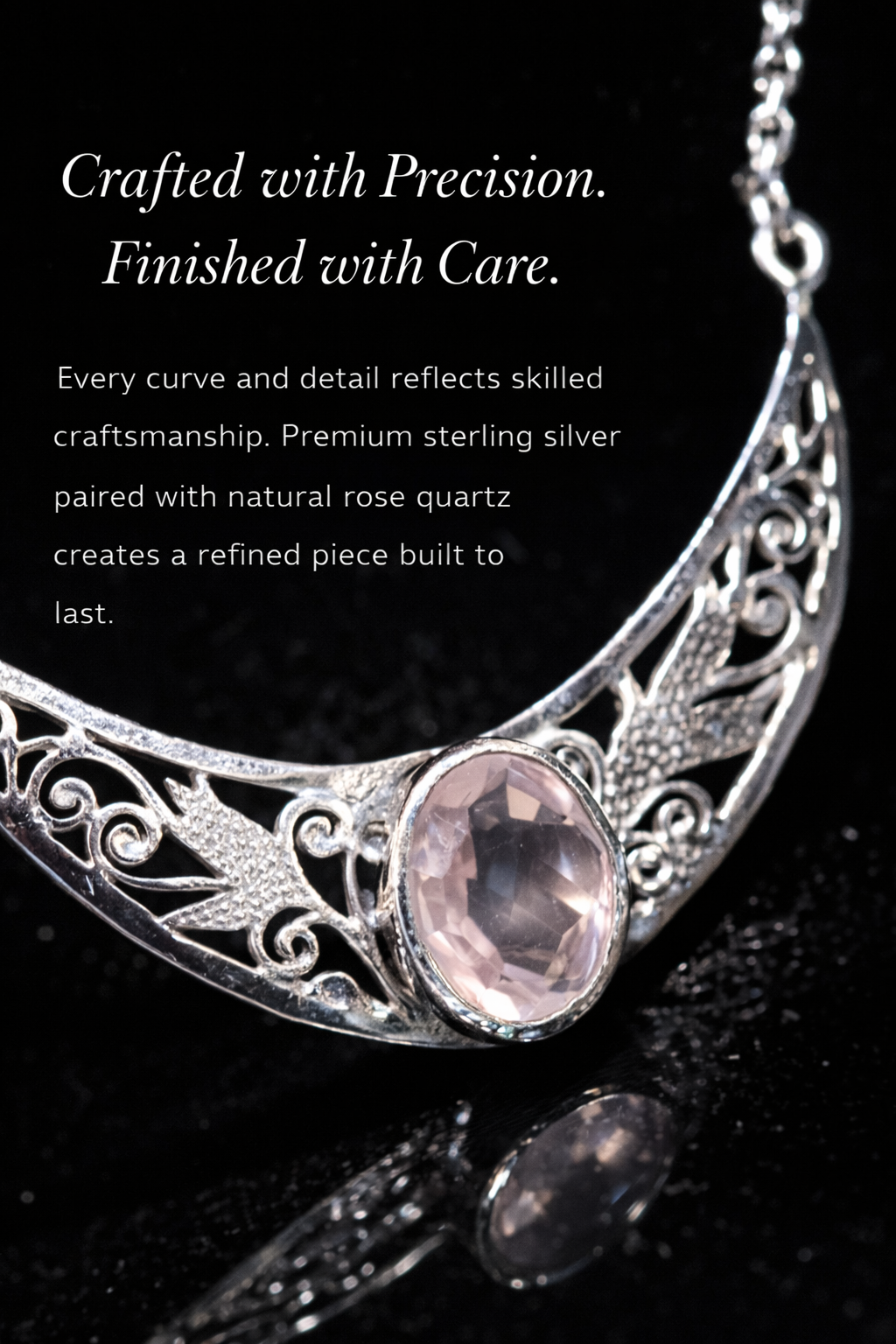 Sterling Silver Rose Quartz Necklace | Natural Love Stone Pendant | Handcrafted Crystal Jewelry for Women