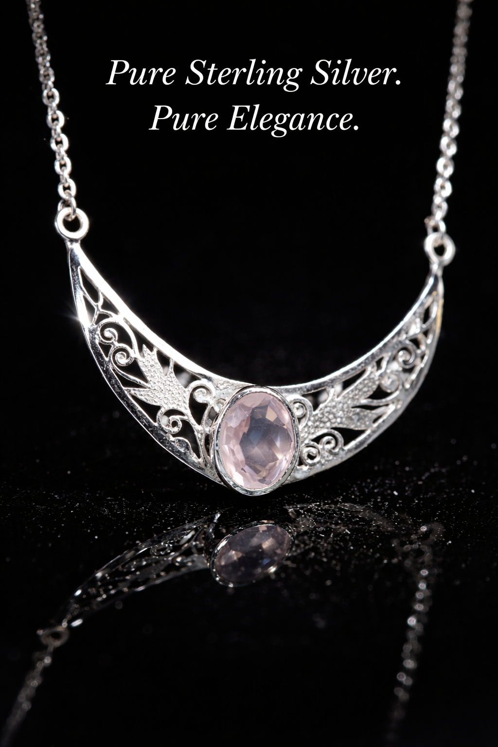 Sterling Silver Rose Quartz Necklace | Natural Love Stone Pendant | Handcrafted Crystal Jewelry for Women