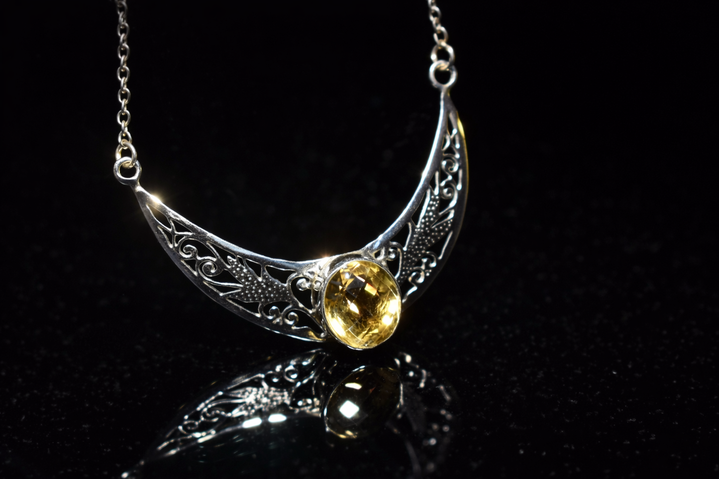 Sterling Silver Citrine Necklace | Natural Prosperity & Success Stone Pendant for Positive Energy