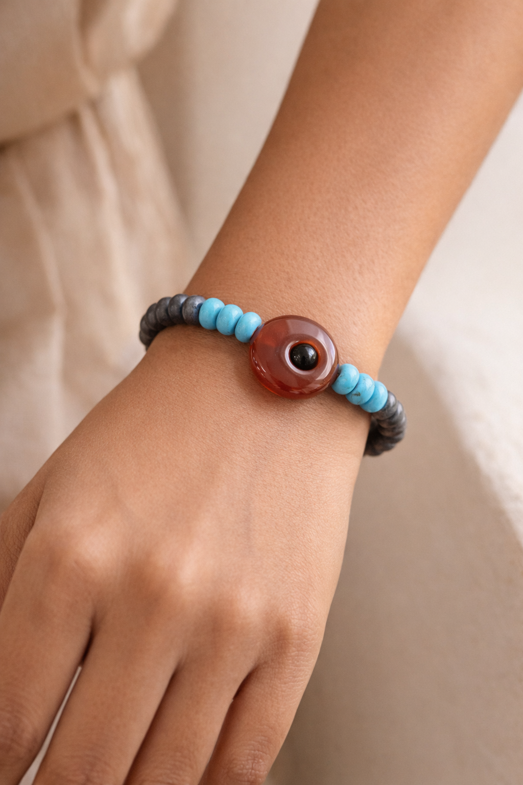 Natural Red Sulemani Pyrite & Turquoise Healer Bracelet | Protection, Wealth & Balance