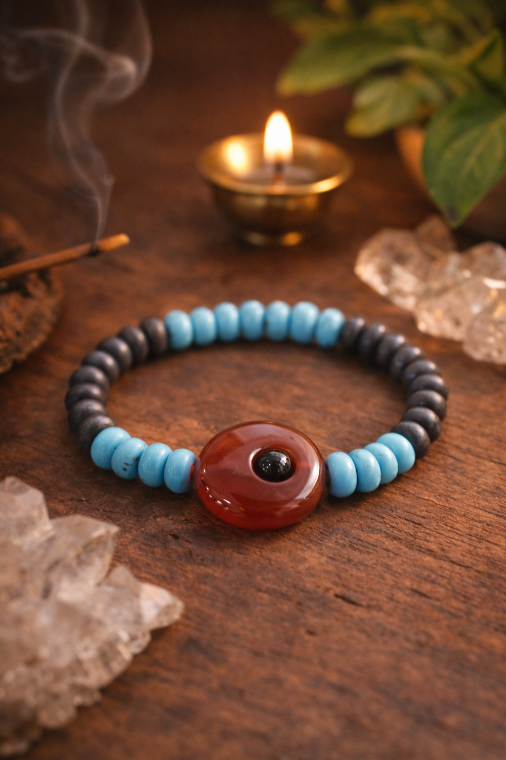 Natural Red Sulemani Pyrite & Turquoise Healer Bracelet | Protection, Wealth & Balance