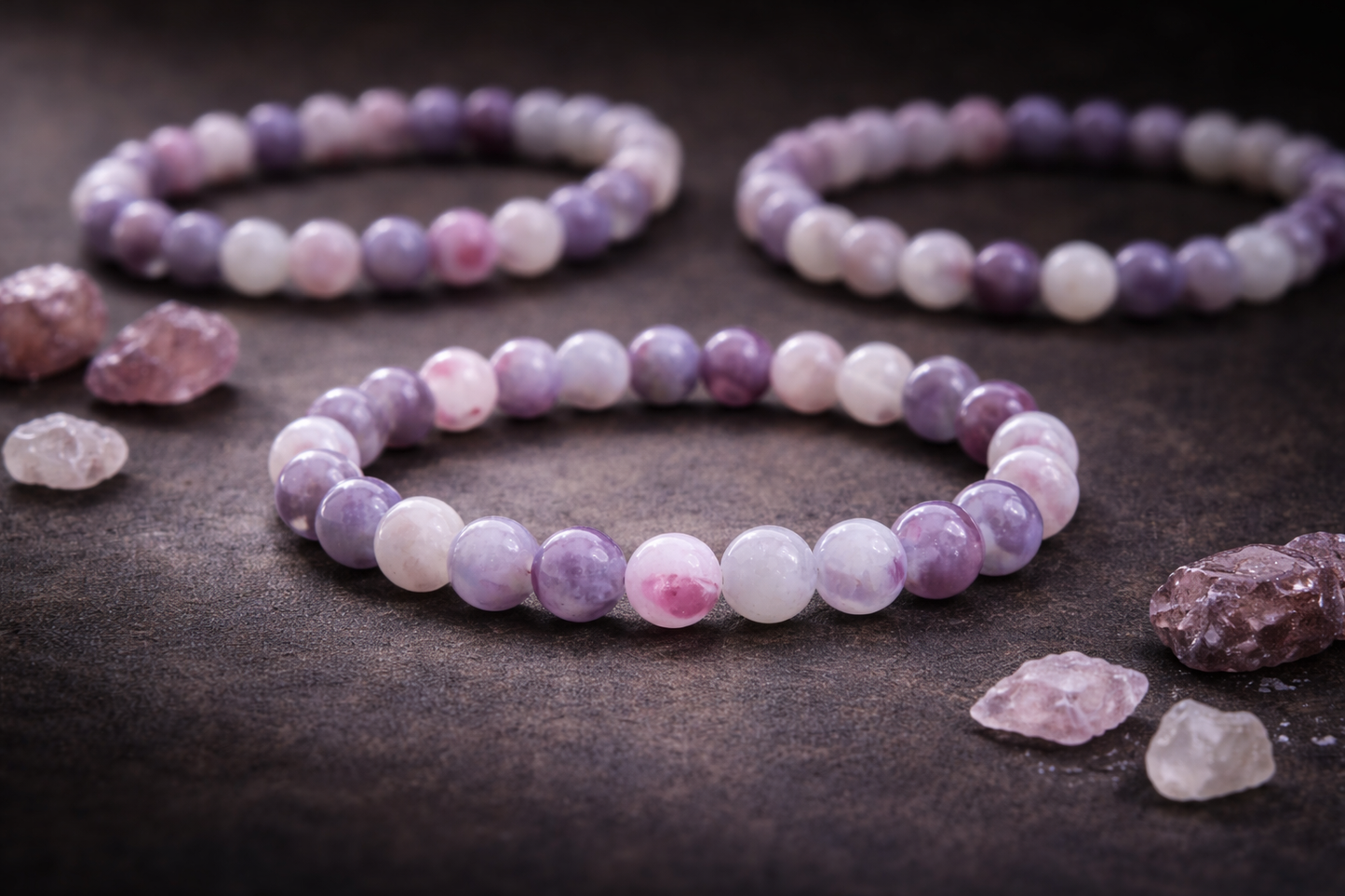 Natural Unicorn Bracelet (Lepidolite, Moonstone & Pink Tourmaline) – | Emotional Balance & Intuitive Healing (18g Premium Crystal Bracelet)