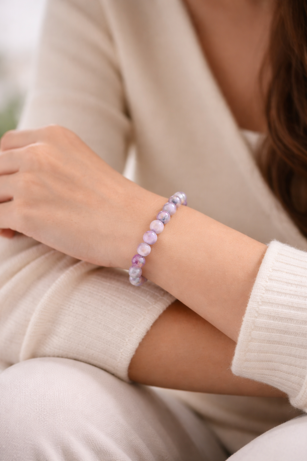 Natural Unicorn Bracelet (Lepidolite, Moonstone & Pink Tourmaline) – | Emotional Balance & Intuitive Healing (18g Premium Crystal Bracelet)