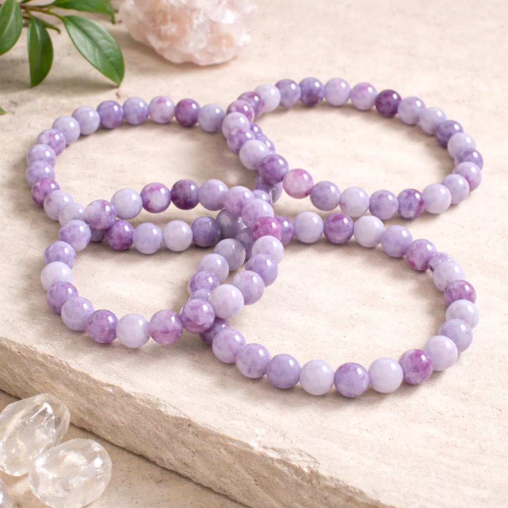 Natural Unicorn Bracelet (Lepidolite, Moonstone & Pink Tourmaline) – | Emotional Balance & Intuitive Healing (18g Premium Crystal Bracelet)