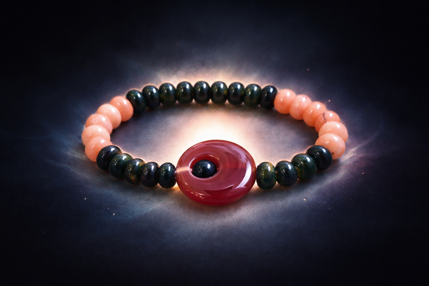 Natural Red Sulemani, Green Tourmaline & Orange Aventurine Healing Bracelet | Protection, Abundance & Emotional Balance