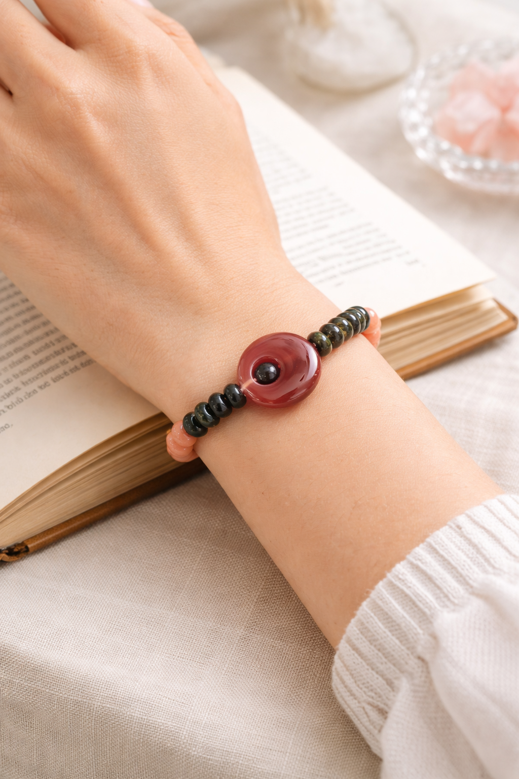 Natural Red Sulemani, Green Tourmaline & Orange Aventurine Healing Bracelet | Protection, Abundance & Emotional Balance