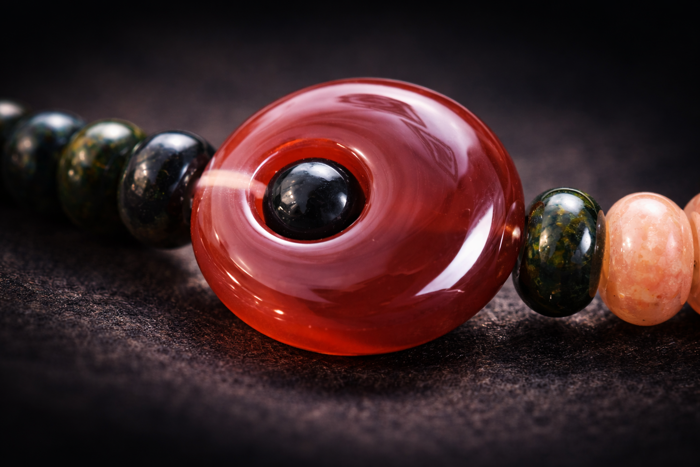 Natural Red Sulemani, Green Tourmaline & Orange Aventurine Healing Bracelet | Protection, Abundance & Emotional Balance