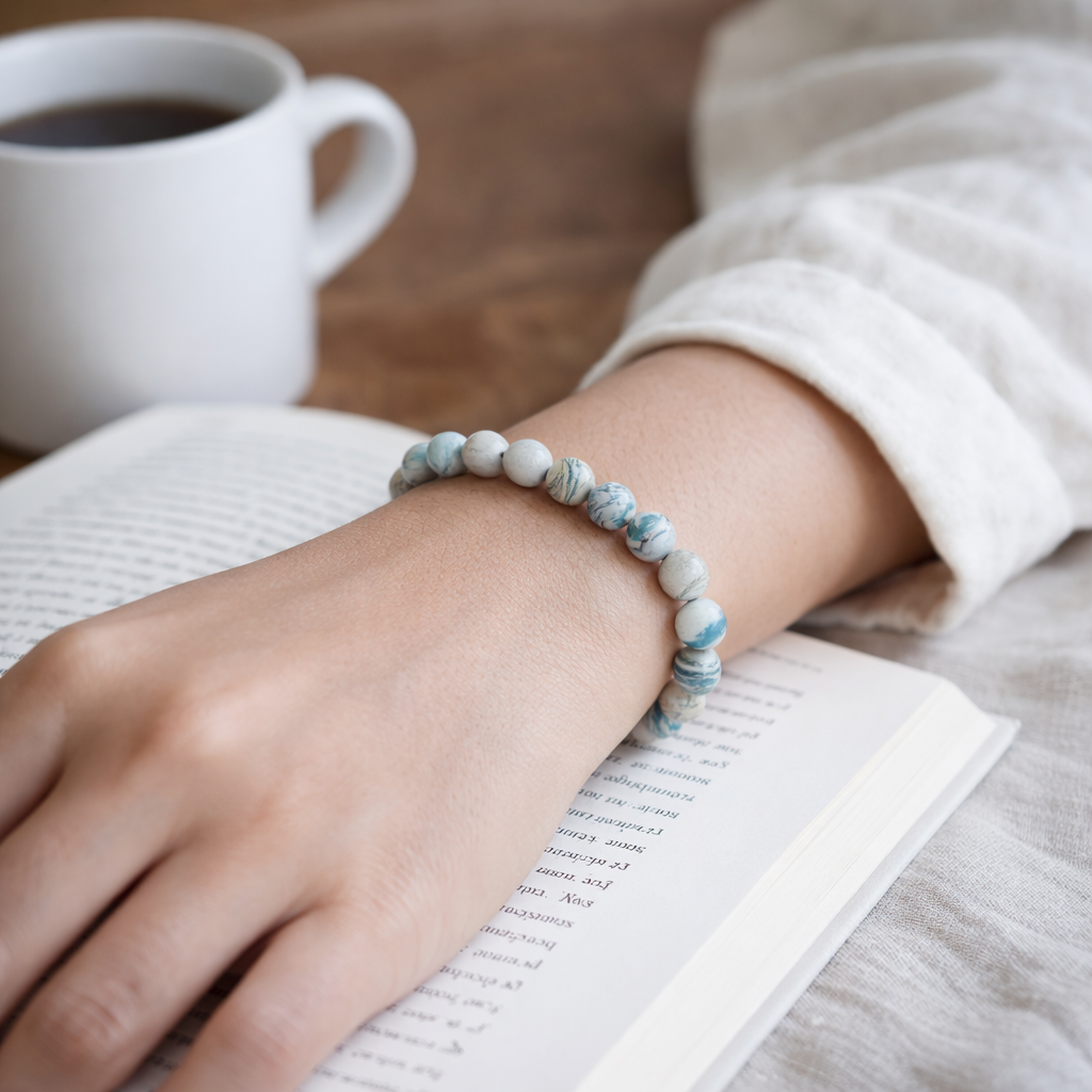 Natural Muscovite Healing Bracelet for Mental Clarity, Intuition & Emotional Balance | Handcrafted Crystal Energy Jewelry