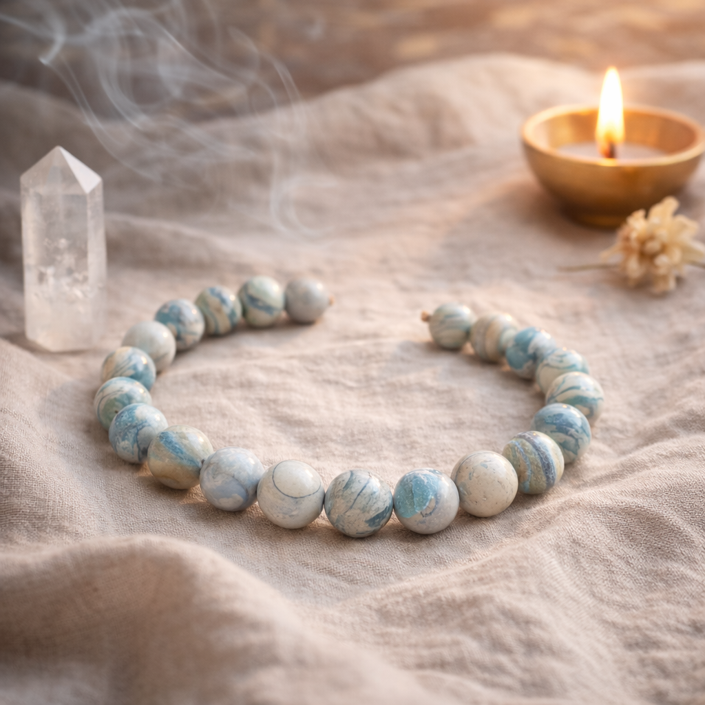 Natural Muscovite Healing Bracelet for Mental Clarity, Intuition & Emotional Balance | Handcrafted Crystal Energy Jewelry