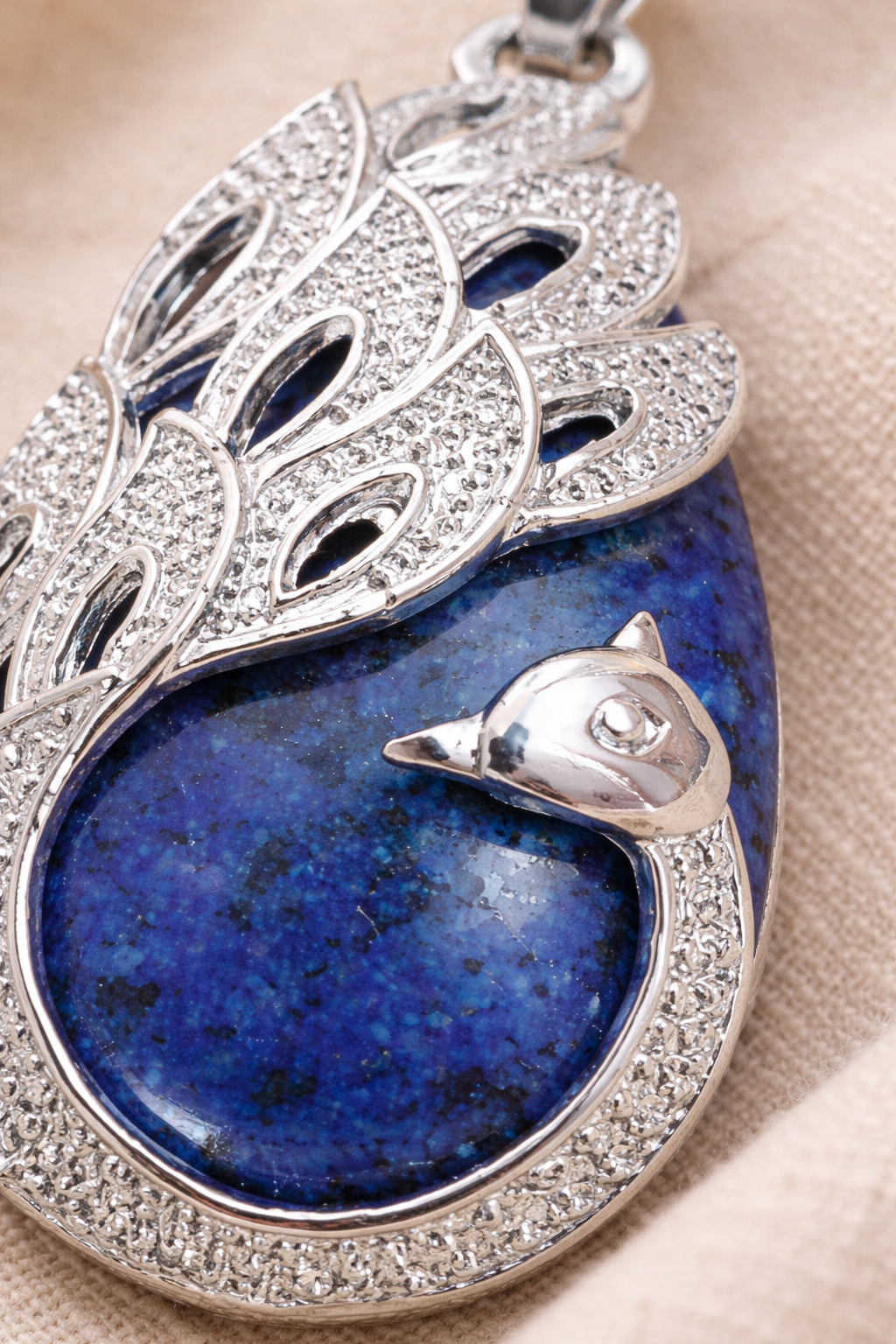 Peacock-Inspired Sterling Silver Lapis Lazuli Pendant – Natural Blue Gemstone Statement Pendant for Women | Elegant Ethnic & Spiritual Jewelry Gift