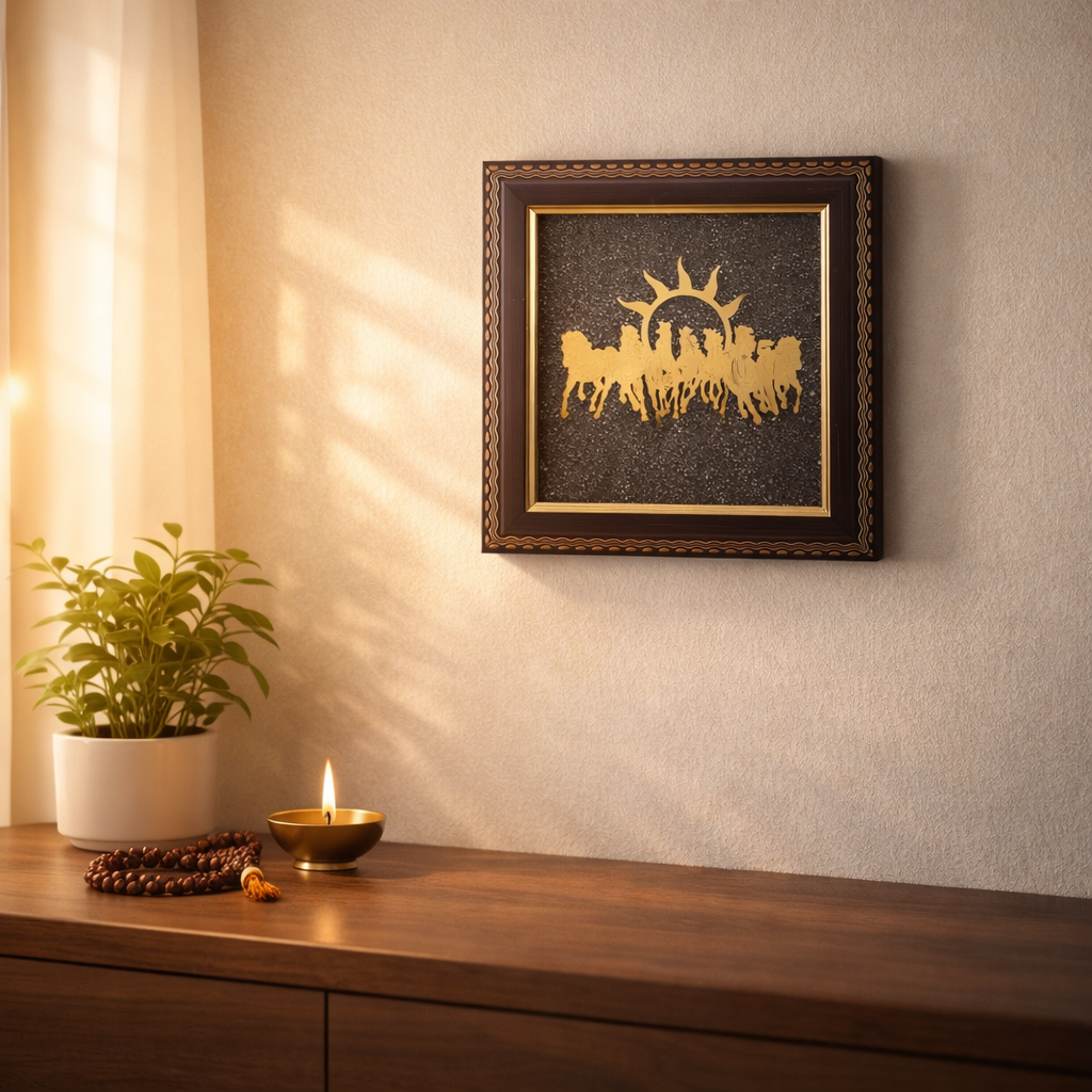 Invite Divine Prosperity – Surya Seven Horse Energy Wall Frame