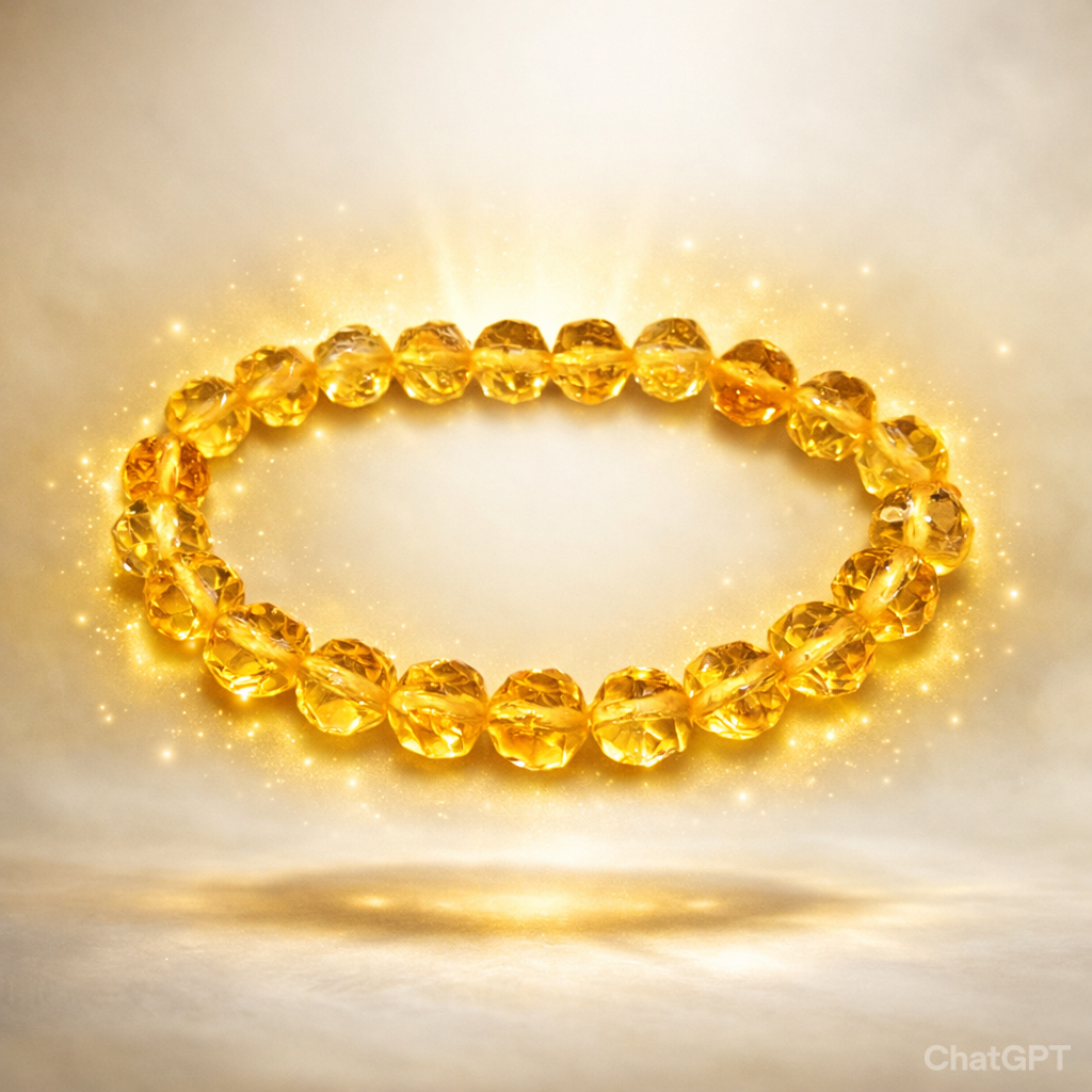 Diamond Cut Citrine Bracelet for Wealth, Success & Abundance | Natural Prosperity Crystal Bracelet