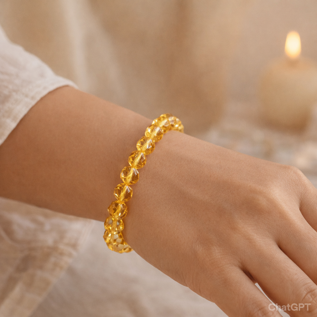 Diamond Cut Citrine Bracelet for Wealth, Success & Abundance | Natural Prosperity Crystal Bracelet
