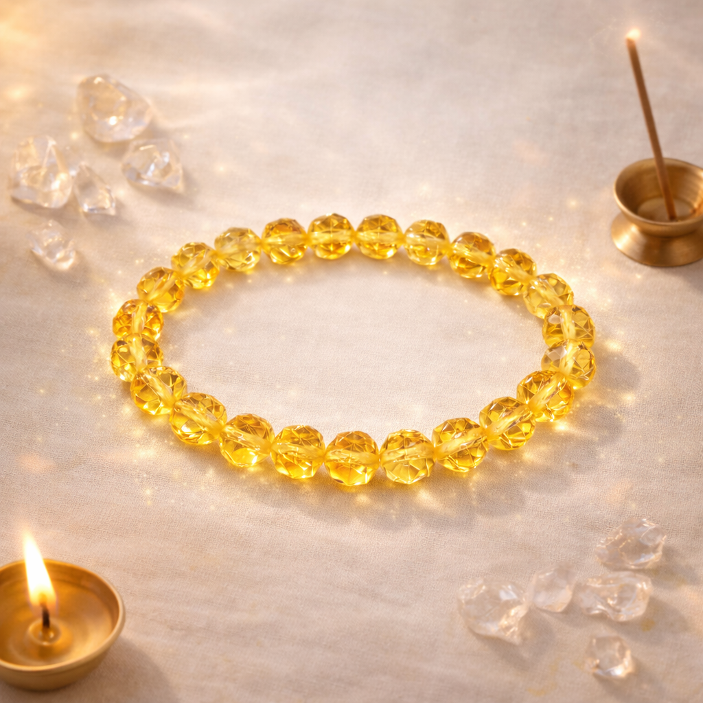 Diamond Cut Citrine Bracelet for Wealth, Success & Abundance | Natural Prosperity Crystal Bracelet