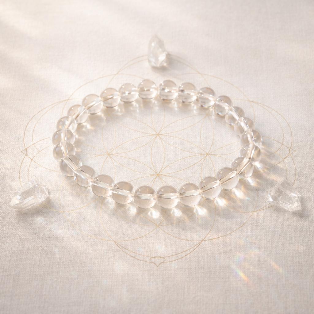 Natural Clear Quartz Crystal Bracelet – Master Healer Energy | Healed by Mystics Mind Healer