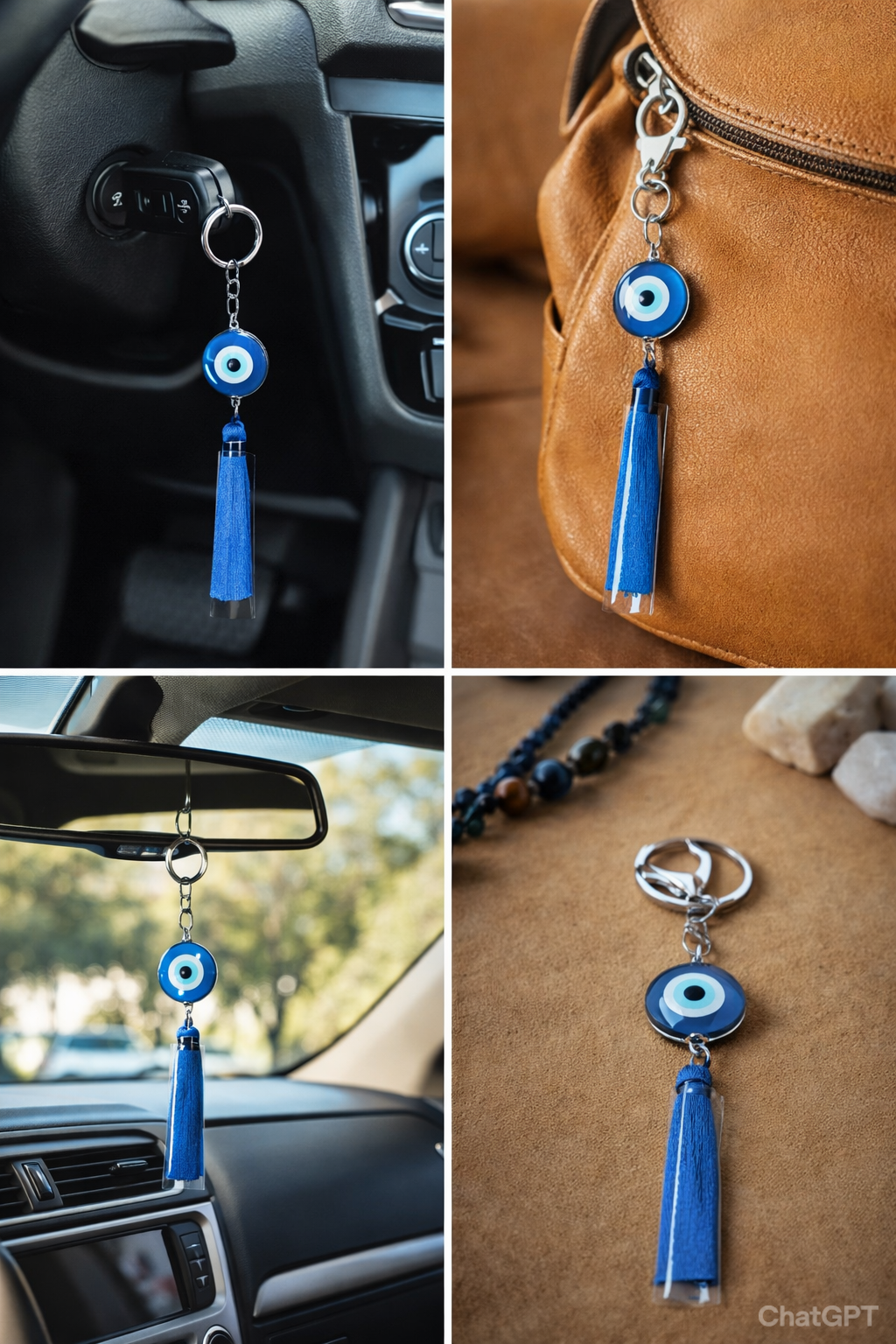 Blue Evil Eye Nazar Protection Keychain Set of 2 – Energy Shield & Good Luck Charm