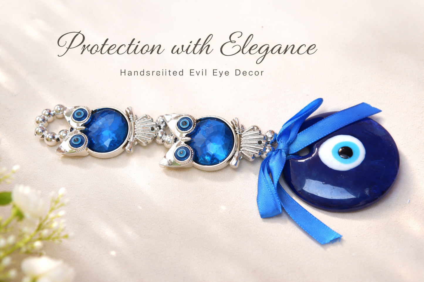 Blue Evil Eye Owl Wall Hanging – Protection & Wisdom Home Decor
