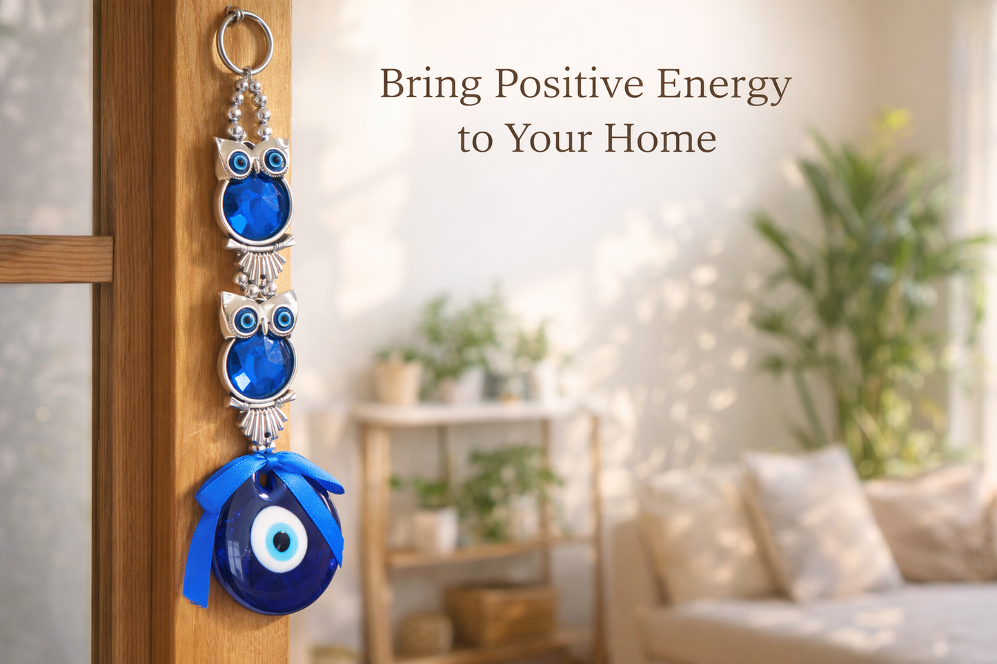 Blue Evil Eye Owl Wall Hanging – Protection & Wisdom Home Decor