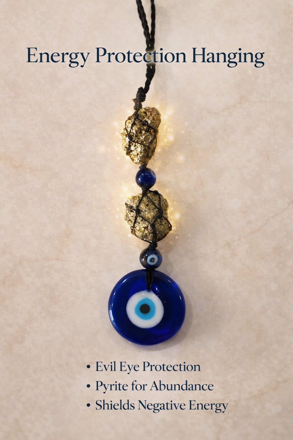 Pyrite Evil Eye Protection Hanging – Energy Shield for Home & Office