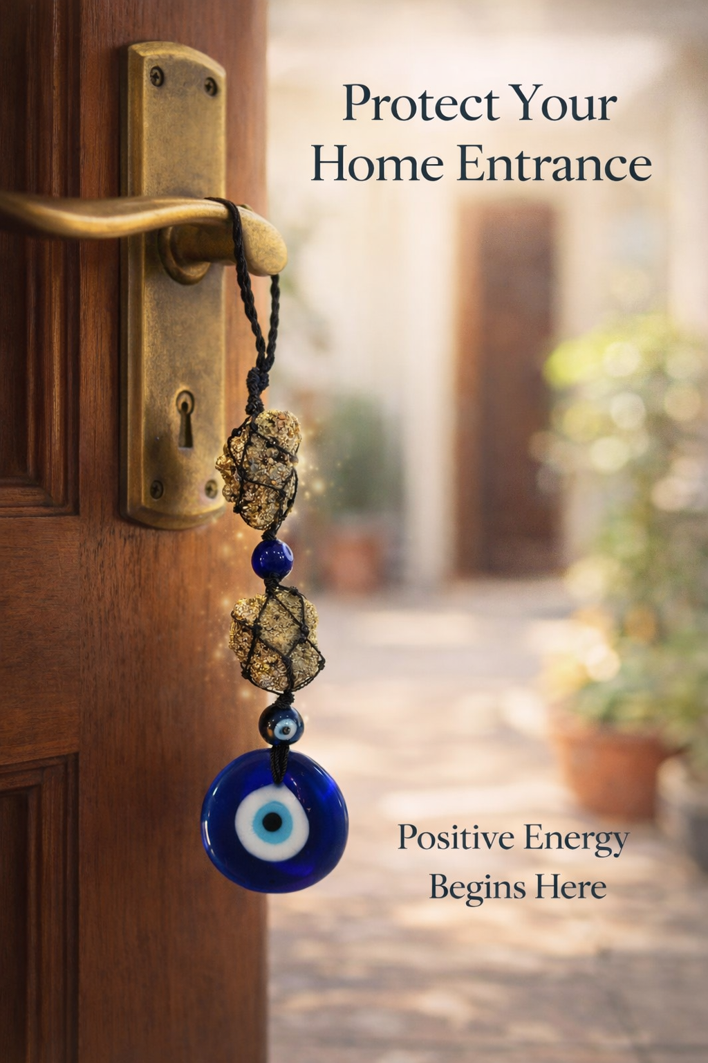 Pyrite Evil Eye Protection Hanging – Energy Shield for Home & Office