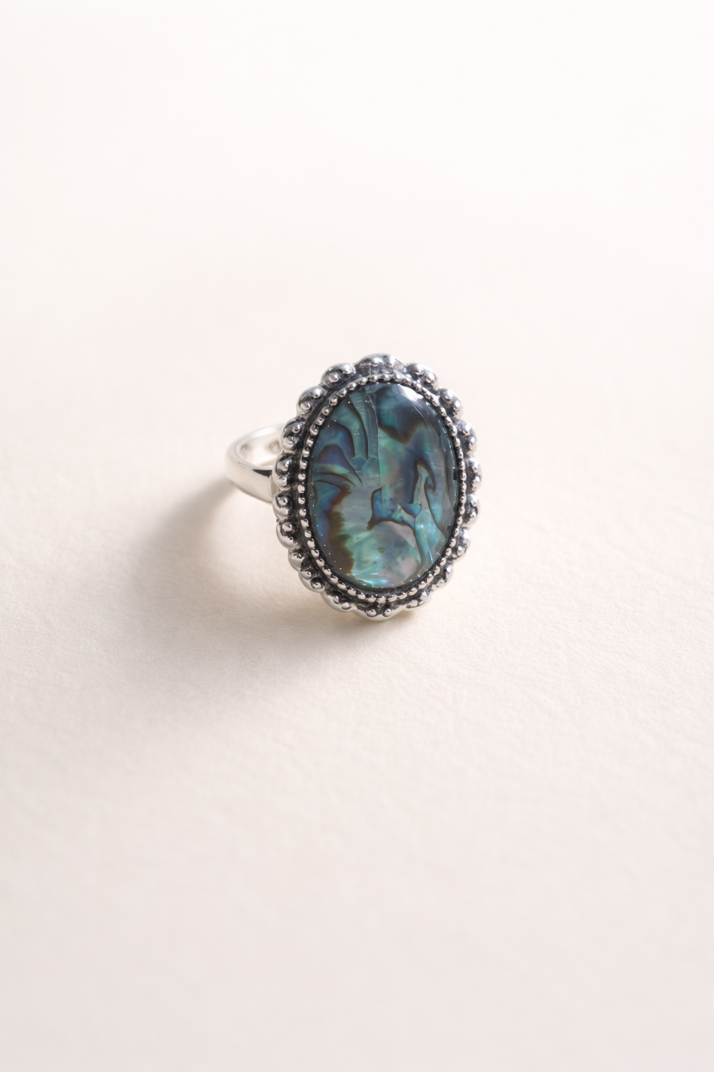 Abalone Shell Oval Statement Ring